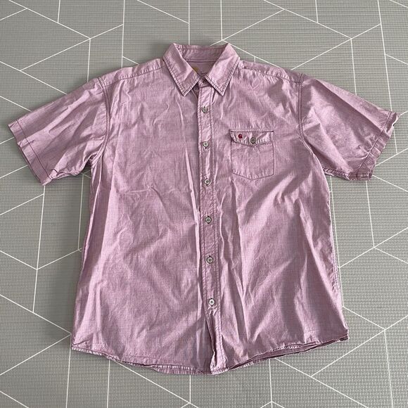 Carhartt Short Sleeve Button Up Size Large Red Cotton - Picture 2 of 7